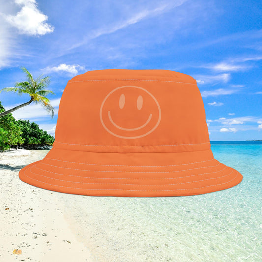 Smiley Face Neon Bucket Hat - Orange
