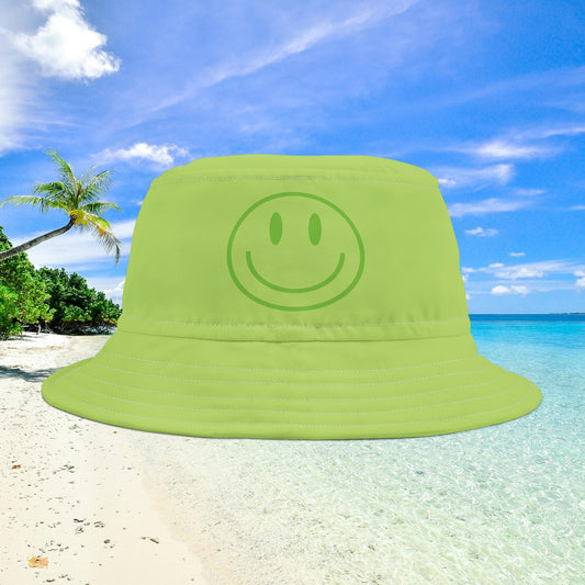 Smiley Face Bucket Hat - Neon Green