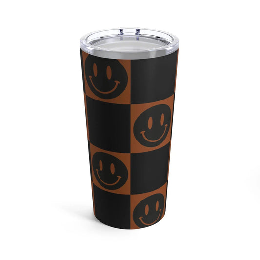 Brown Black Checkered Tumbler-Mug-Printify-20oz-Olive Grove Coffee-Eco-friendly stainless steel 20oz tumbler with double-wall insulation-Modern Tumbler- Funky Tumblers - Funny tumblers - Trendy Tumblers - Artistic Tumbler