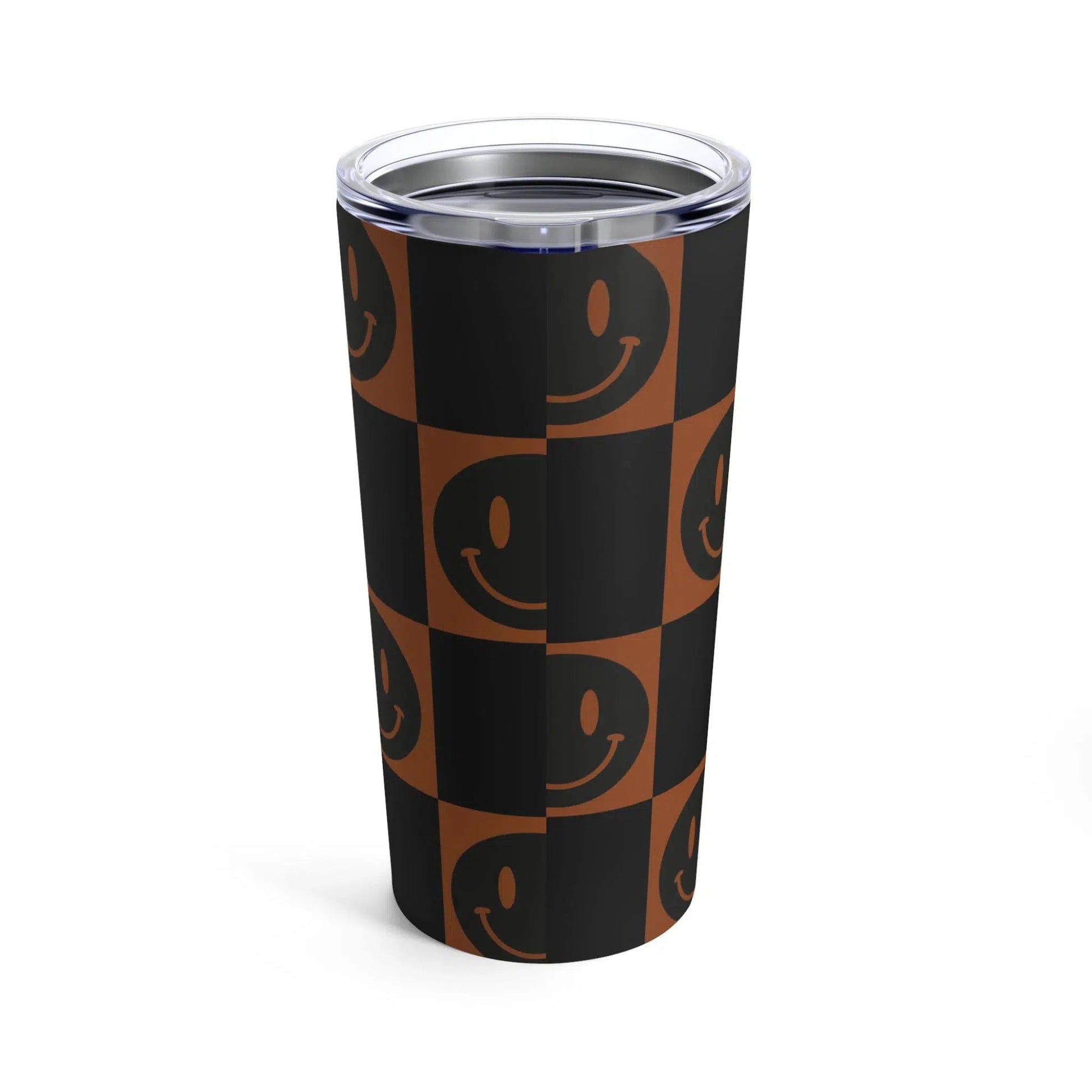 Brown Black Checkered Tumbler-Mug-Printify-20oz-Olive Grove Coffee-Eco-friendly stainless steel 20oz tumbler with double-wall insulation-Modern Tumbler- Funky Tumblers - Funny tumblers - Trendy Tumblers - Artistic Tumbler