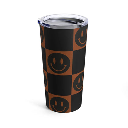 Brown Black Checkered Tumbler-Mug-Printify-20oz-Olive Grove Coffee-Eco-friendly stainless steel 20oz tumbler with double-wall insulation-Modern Tumbler- Funky Tumblers - Funny tumblers - Trendy Tumblers - Artistic Tumbler