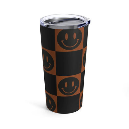 Brown Black Checkered Tumbler-Mug-Printify-20oz-Olive Grove Coffee-Eco-friendly stainless steel 20oz tumbler with double-wall insulation-Modern Tumbler- Funky Tumblers - Funny tumblers - Trendy Tumblers - Artistic Tumbler