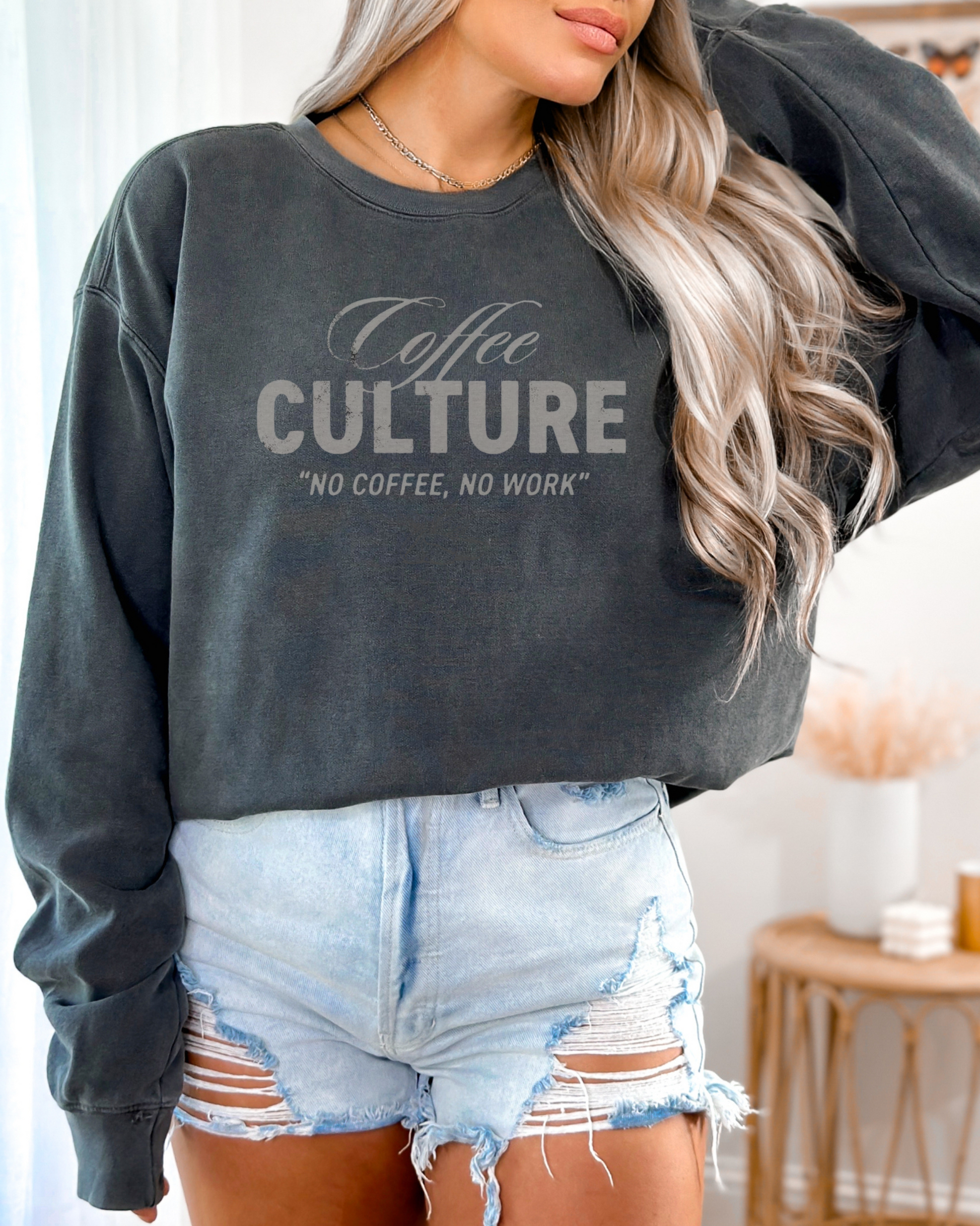 Coffee Culture Unisex Comfort Colors Crewneck Sweatshirt - Olive Grove Coffee