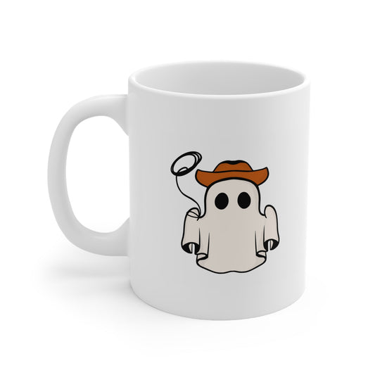 Cowboy Ghost Ceramic Mug-Mug-Printify-11oz-Olive Grove Coffee-ceramic coffee mugs-Modern mugs- Funky mugs- Funny mugs- Trendy mugs- Artistic mugs