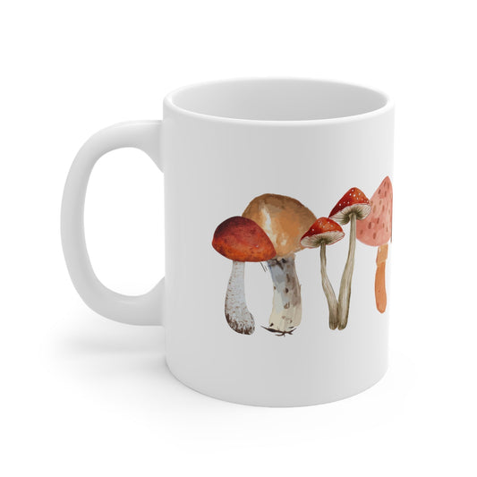 Fall Mushrooms Ceramic Mug-Mug-Printify-11oz-Olive Grove Coffee-ceramic coffee mugs-Modern mugs- Funky mugs- Funny mugs- Trendy mugs- Artistic mugs