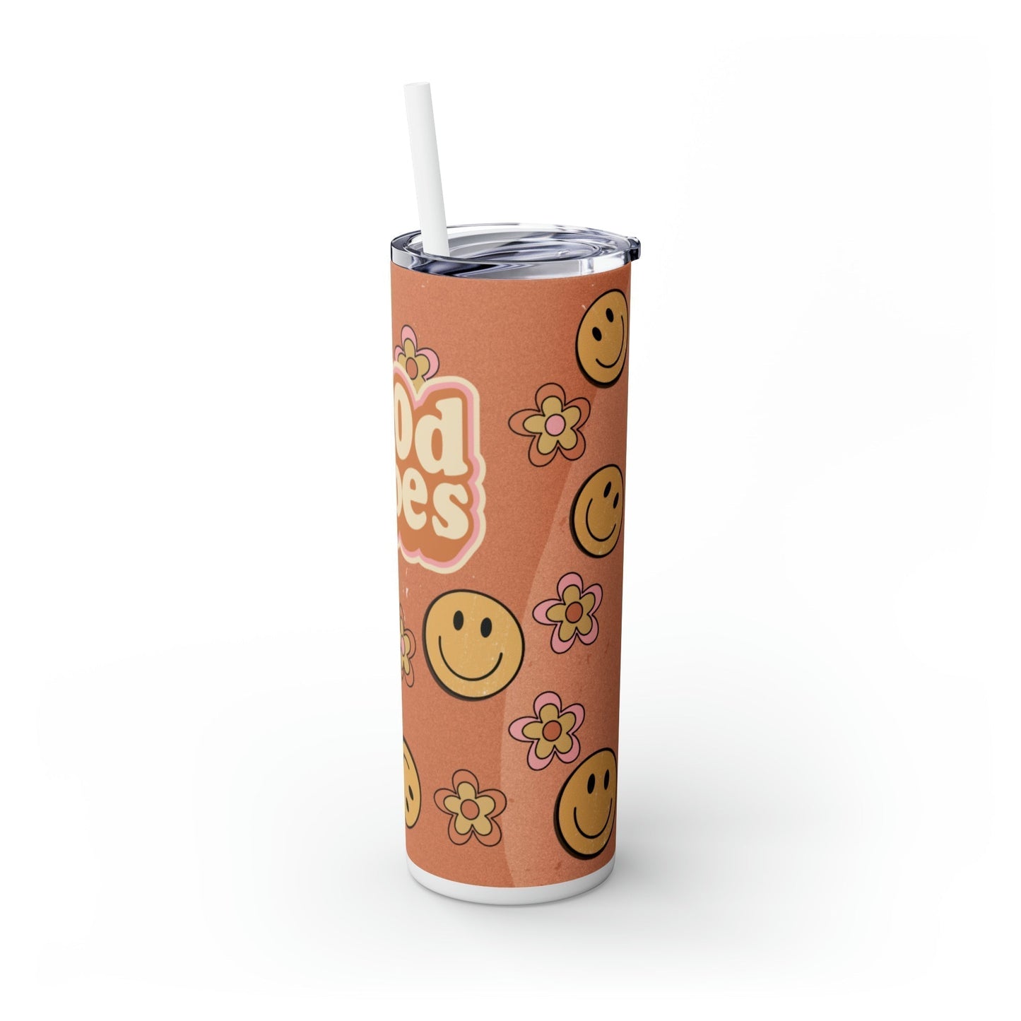 Good Vibes Skinny Tumbler-Mug-Printify-Olive Grove Coffee-Eco-friendly stainless steel 20oz tumbler with double-wall insulation-Modern Tumbler- Funky Tumblers - Funny tumblers - Trendy Tumblers - Artistic Tumbler