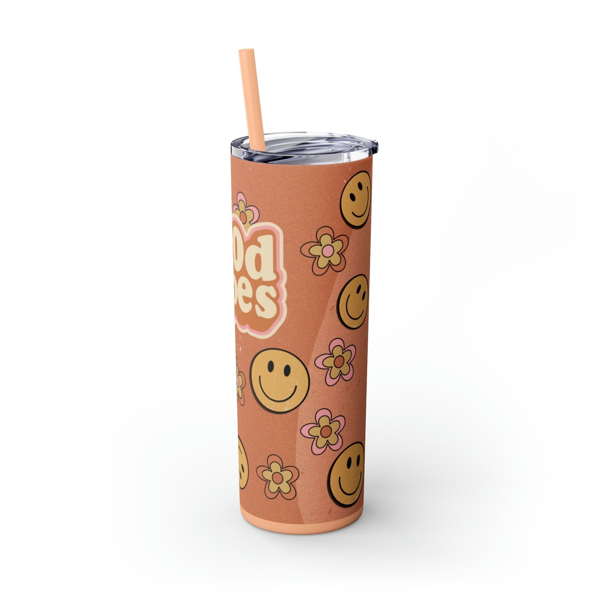 Good Vibes Skinny Tumbler-Mug-Printify-Olive Grove Coffee-Eco-friendly stainless steel 20oz tumbler with double-wall insulation-Modern Tumbler- Funky Tumblers - Funny tumblers - Trendy Tumblers - Artistic Tumbler