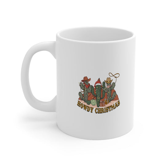 Howdy Christmas Ceramic Mug-Mug-Printify-11oz-Olive Grove Coffee-ceramic coffee mugs-Modern mugs- Funky mugs- Funny mugs- Trendy mugs- Artistic mugs