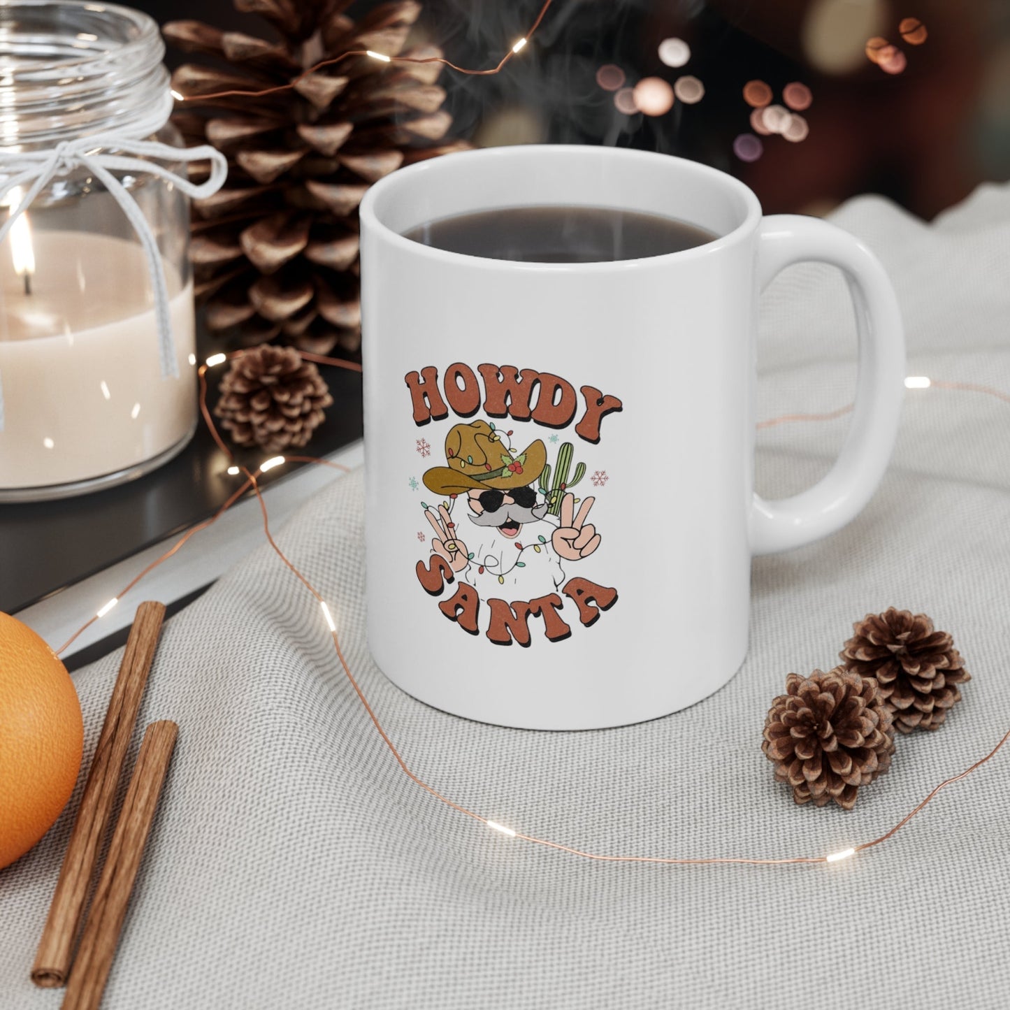 Howdy Santa Ceramic Mug-Mug-Printify-11oz-Olive Grove Coffee-ceramic coffee mugs-Modern mugs- Funky mugs- Funny mugs- Trendy mugs- Artistic mugs