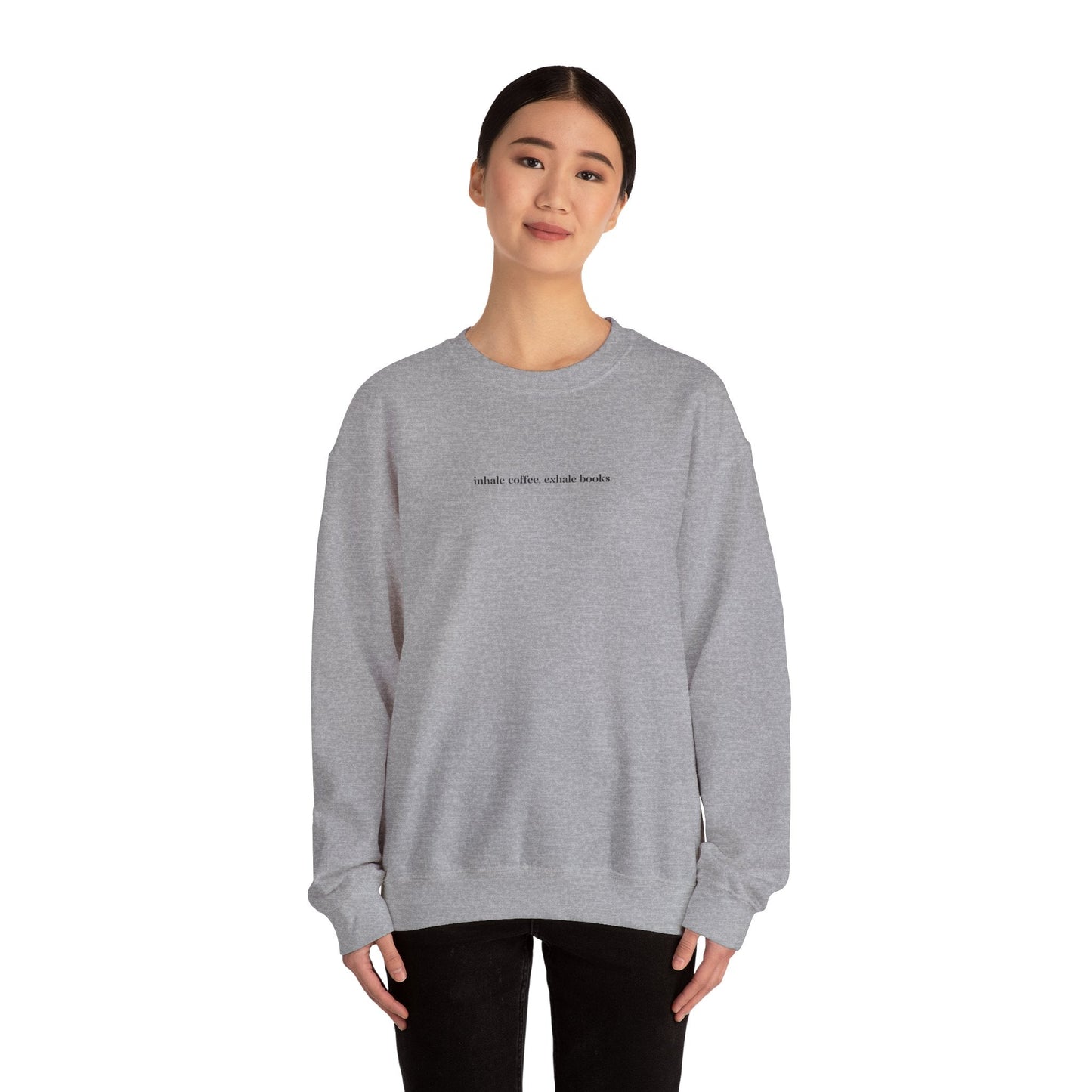 Inhale coffee, exhale books. Crewneck Sweatshirt - Olive Grove Coffee