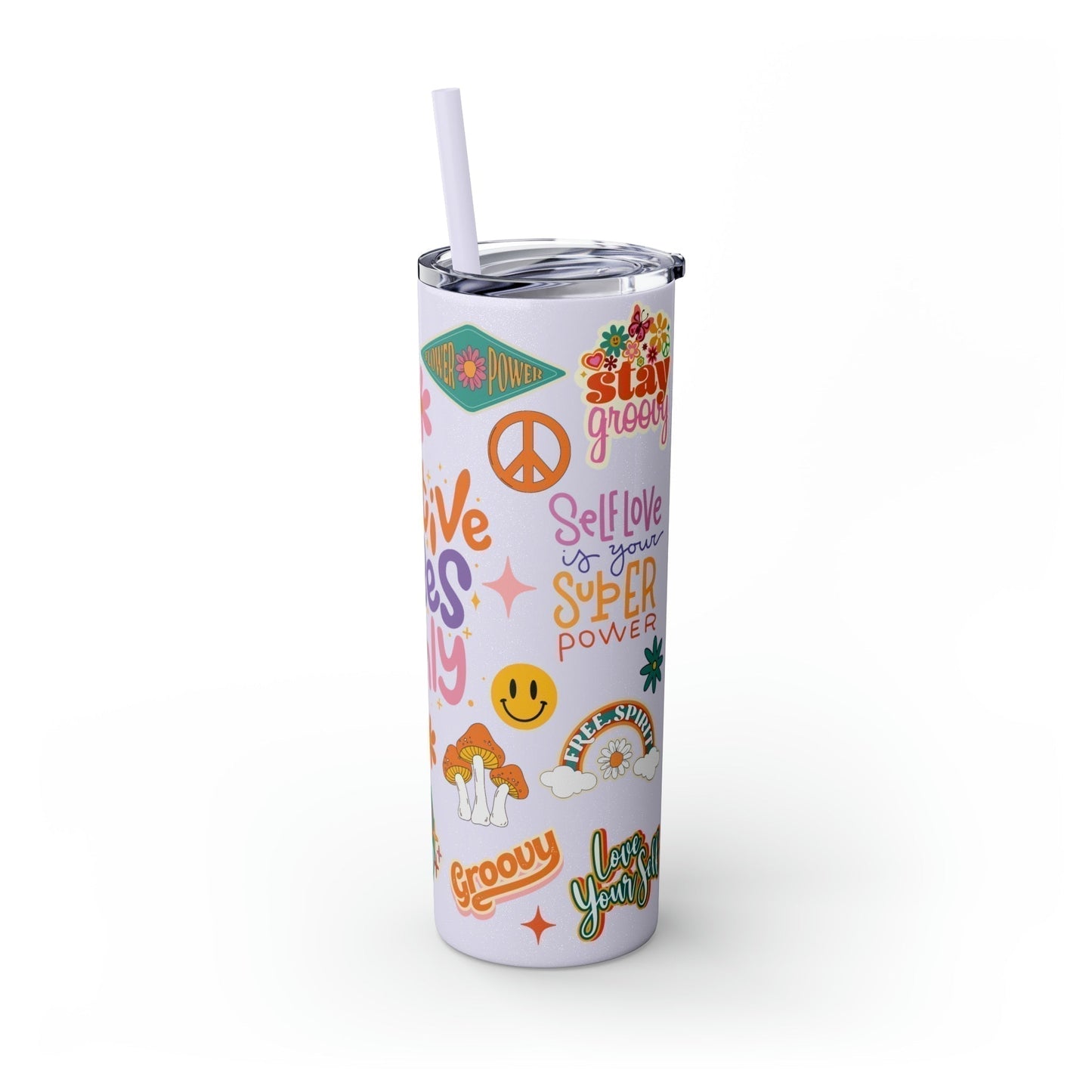 Positive Vibes Only Skinny Tumbler-Mug-Printify-Olive Grove Coffee-Eco-friendly stainless steel 20oz tumbler with double-wall insulation-Modern Tumbler- Funky Tumblers - Funny tumblers - Trendy Tumblers - Artistic Tumbler