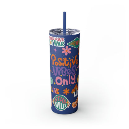 Positive Vibes Only Skinny Tumbler-Mug-Printify-Olive Grove Coffee-Eco-friendly stainless steel 20oz tumbler with double-wall insulation-Modern Tumbler- Funky Tumblers - Funny tumblers - Trendy Tumblers - Artistic Tumbler