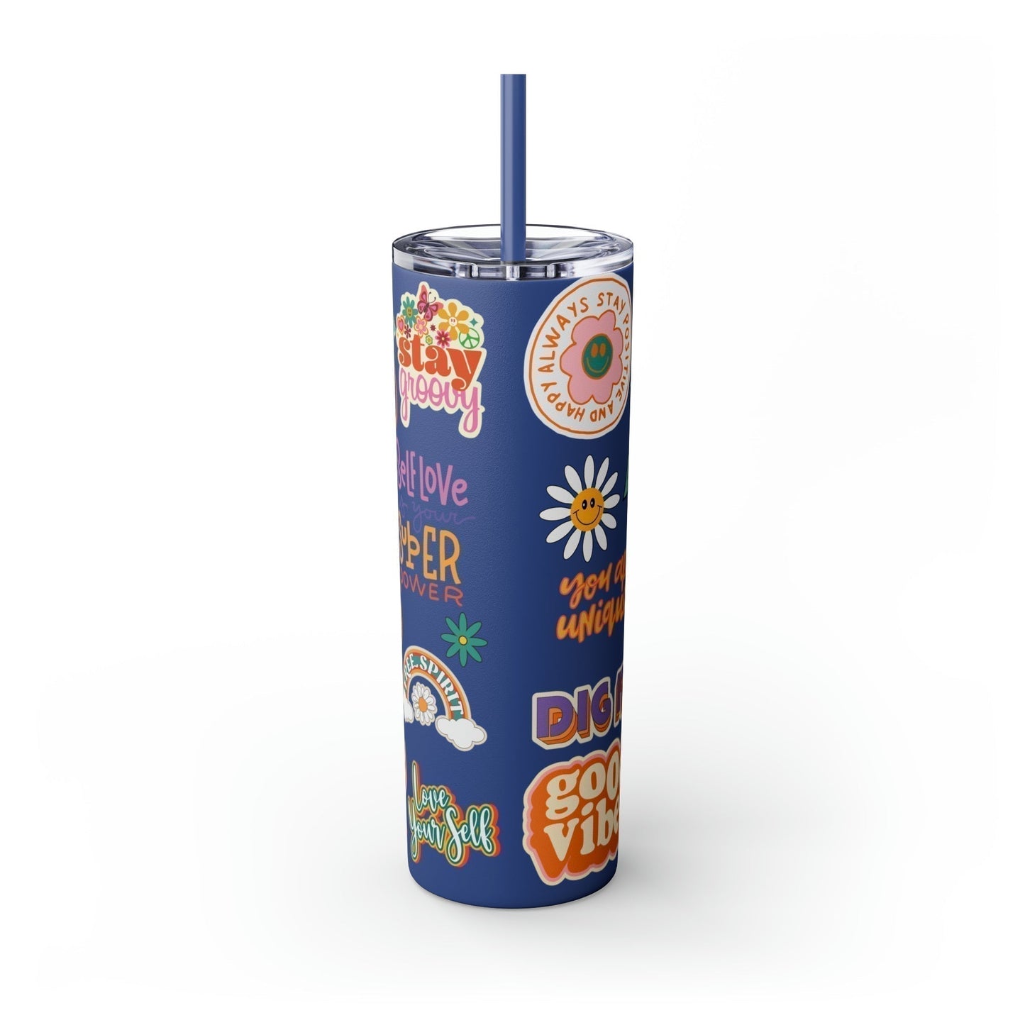 Positive Vibes Only Skinny Tumbler-Mug-Printify-Olive Grove Coffee-Eco-friendly stainless steel 20oz tumbler with double-wall insulation-Modern Tumbler- Funky Tumblers - Funny tumblers - Trendy Tumblers - Artistic Tumbler