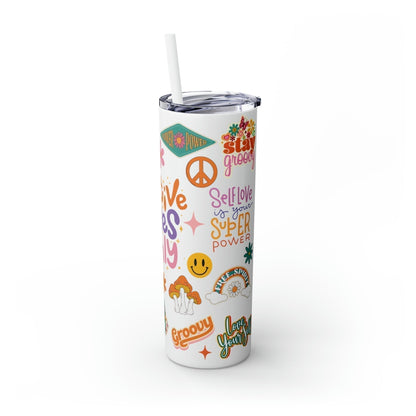 Positive Vibes Only Skinny Tumbler-Mug-Printify-Olive Grove Coffee-Eco-friendly stainless steel 20oz tumbler with double-wall insulation-Modern Tumbler- Funky Tumblers - Funny tumblers - Trendy Tumblers - Artistic Tumbler