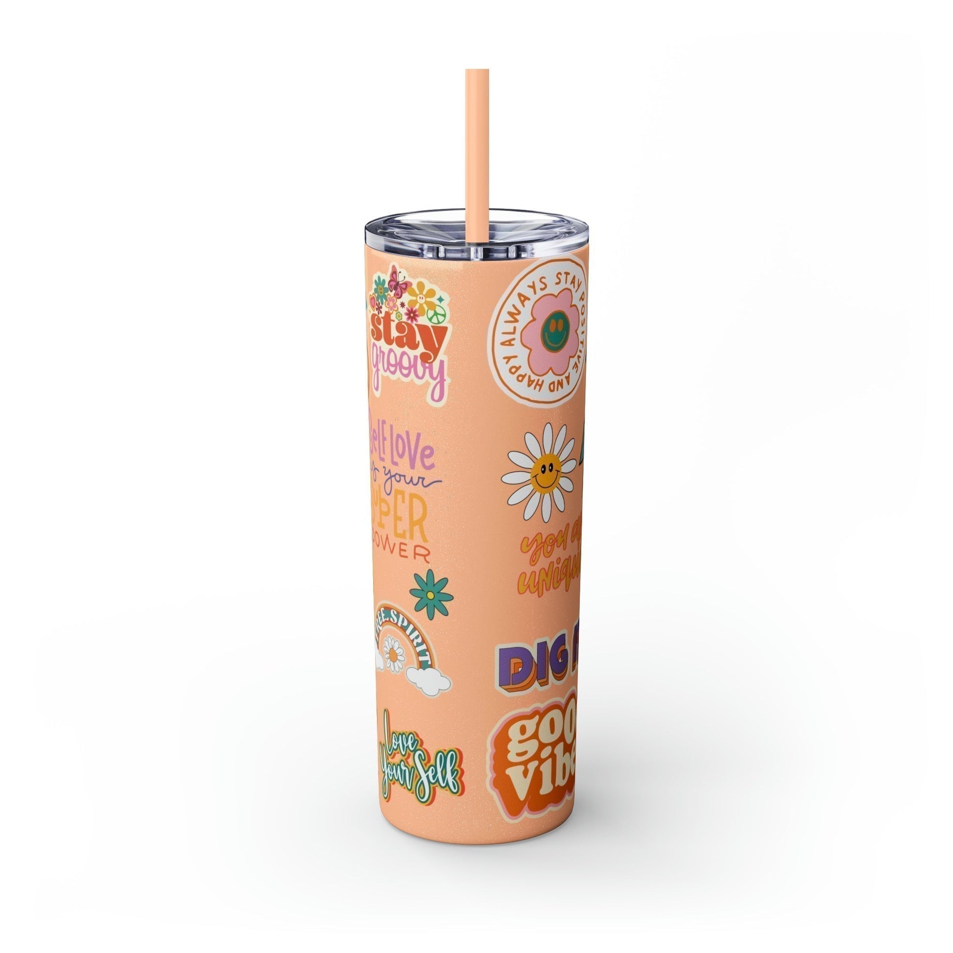 Positive Vibes Only Skinny Tumbler-Mug-Printify-Olive Grove Coffee-Eco-friendly stainless steel 20oz tumbler with double-wall insulation-Modern Tumbler- Funky Tumblers - Funny tumblers - Trendy Tumblers - Artistic Tumbler