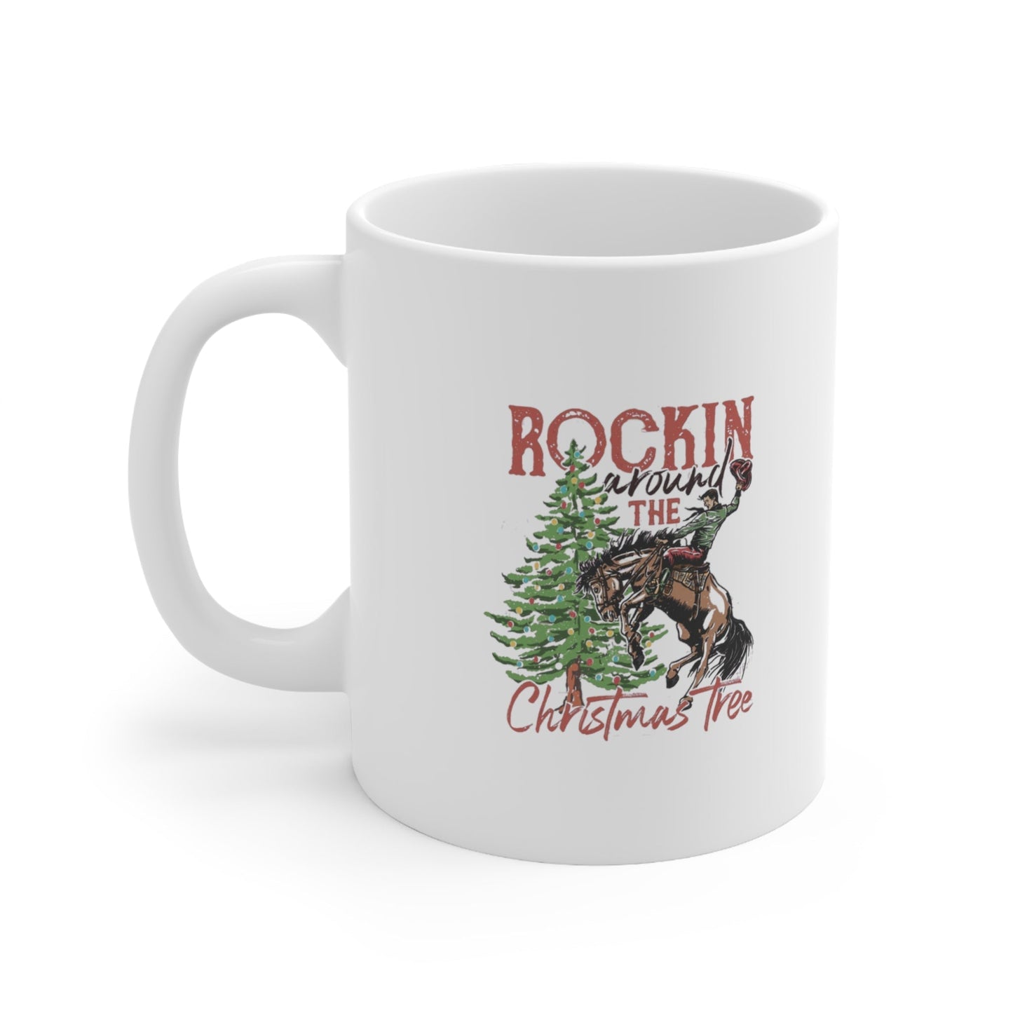 Rockin Around the Christmas Tree Ceramic Mug-Mug-Printify-11oz-Olive Grove Coffee-ceramic coffee mugs-Modern mugs- Funky mugs- Funny mugs- Trendy mugs- Artistic mugs