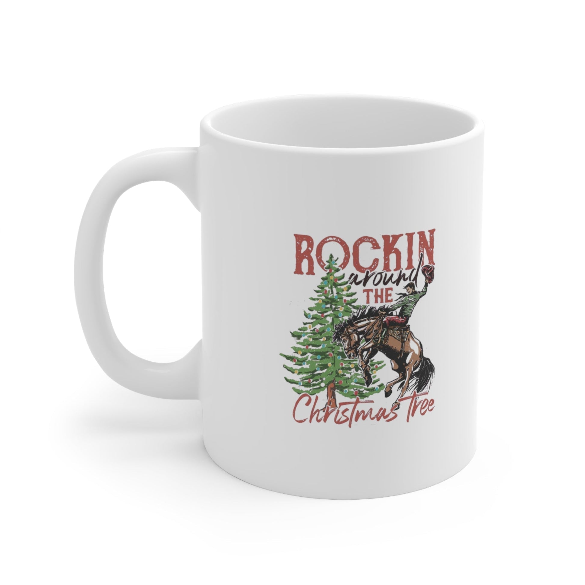 Rockin Around the Christmas Tree Ceramic Mug-Mug-Printify-11oz-Olive Grove Coffee-ceramic coffee mugs-Modern mugs- Funky mugs- Funny mugs- Trendy mugs- Artistic mugs