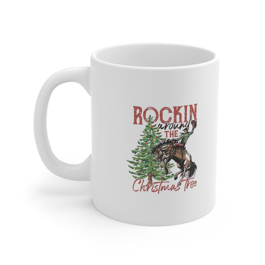 Rockin Around the Christmas Tree Ceramic Mug-Mug-Printify-11oz-Olive Grove Coffee-ceramic coffee mugs-Modern mugs- Funky mugs- Funny mugs- Trendy mugs- Artistic mugs