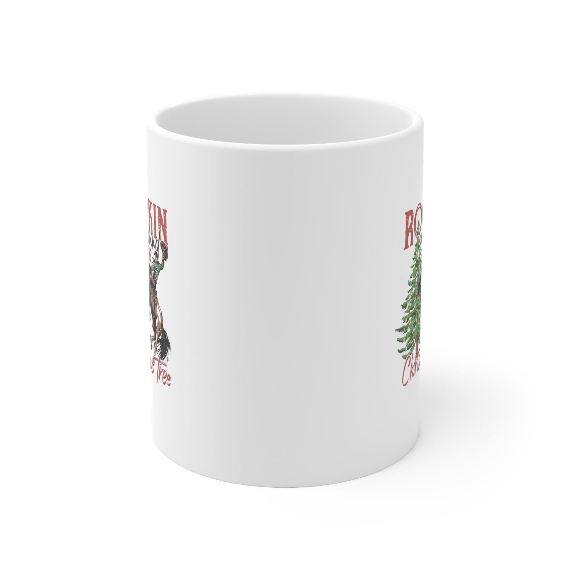 Rockin Around the Christmas Tree Ceramic Mug-Mug-Printify-11oz-Olive Grove Coffee-ceramic coffee mugs-Modern mugs- Funky mugs- Funny mugs- Trendy mugs- Artistic mugs