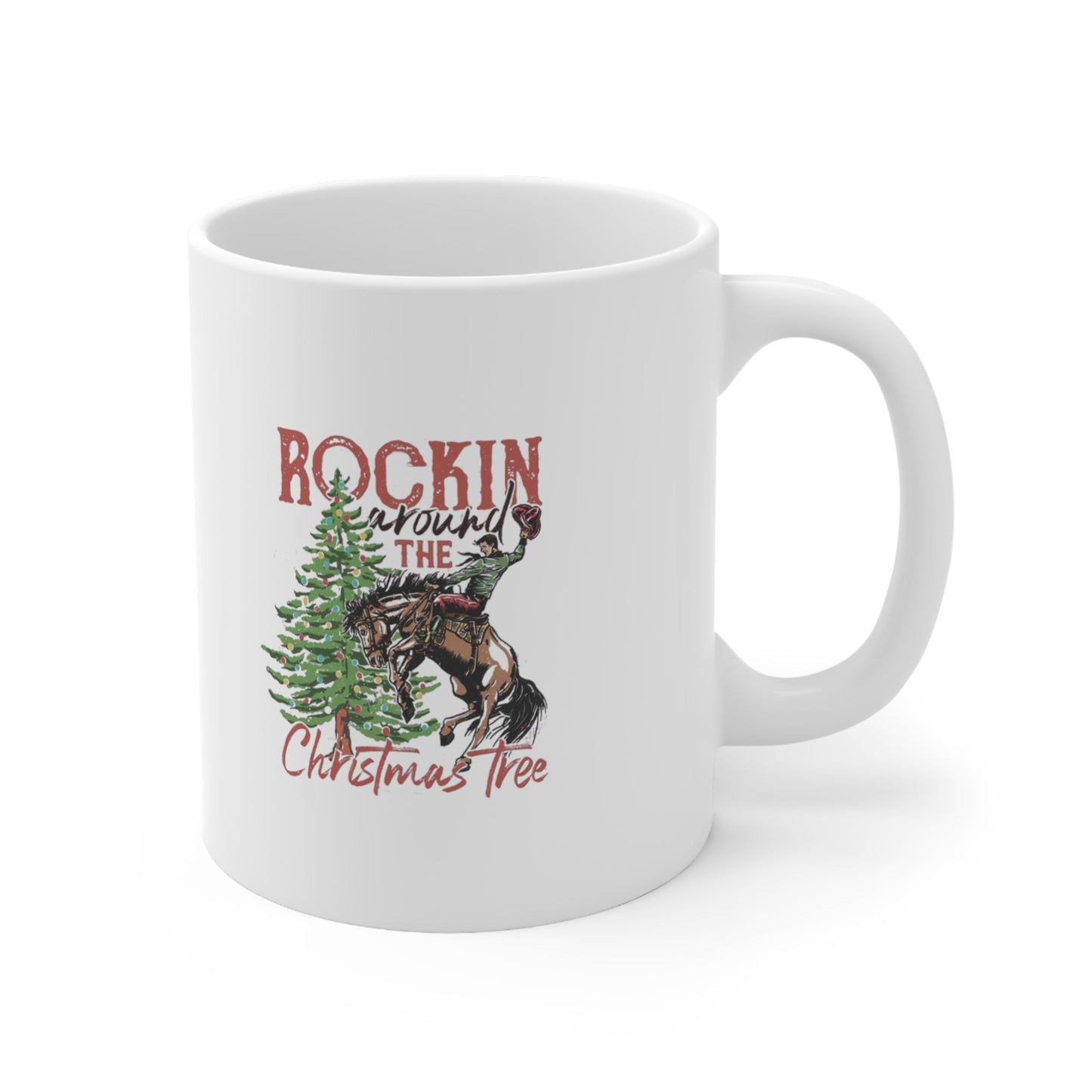 Rockin Around the Christmas Tree Ceramic Mug-Mug-Printify-11oz-Olive Grove Coffee-ceramic coffee mugs-Modern mugs- Funky mugs- Funny mugs- Trendy mugs- Artistic mugs