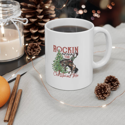 Rockin Around the Christmas Tree Ceramic Mug-Mug-Printify-11oz-Olive Grove Coffee-ceramic coffee mugs-Modern mugs- Funky mugs- Funny mugs- Trendy mugs- Artistic mugs