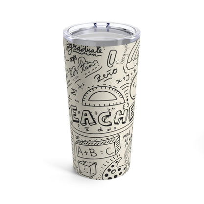 Teacher Life Doodle Tumbler-Mug-Printify-20oz-Olive Grove Coffee-Eco-friendly stainless steel 20oz tumbler with double-wall insulation-Modern Tumbler- Funky Tumblers - Funny tumblers - Trendy Tumblers - Artistic Tumbler