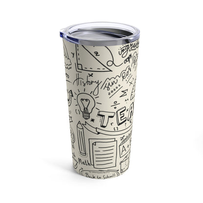 Teacher Life Doodle Tumbler-Mug-Printify-20oz-Olive Grove Coffee-Eco-friendly stainless steel 20oz tumbler with double-wall insulation-Modern Tumbler- Funky Tumblers - Funny tumblers - Trendy Tumblers - Artistic Tumbler