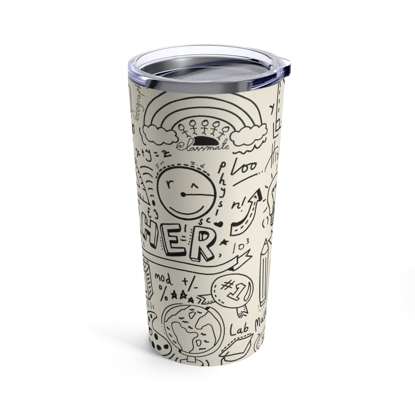 Teacher Life Doodle Tumbler-Mug-Printify-20oz-Olive Grove Coffee-Eco-friendly stainless steel 20oz tumbler with double-wall insulation-Modern Tumbler- Funky Tumblers - Funny tumblers - Trendy Tumblers - Artistic Tumbler