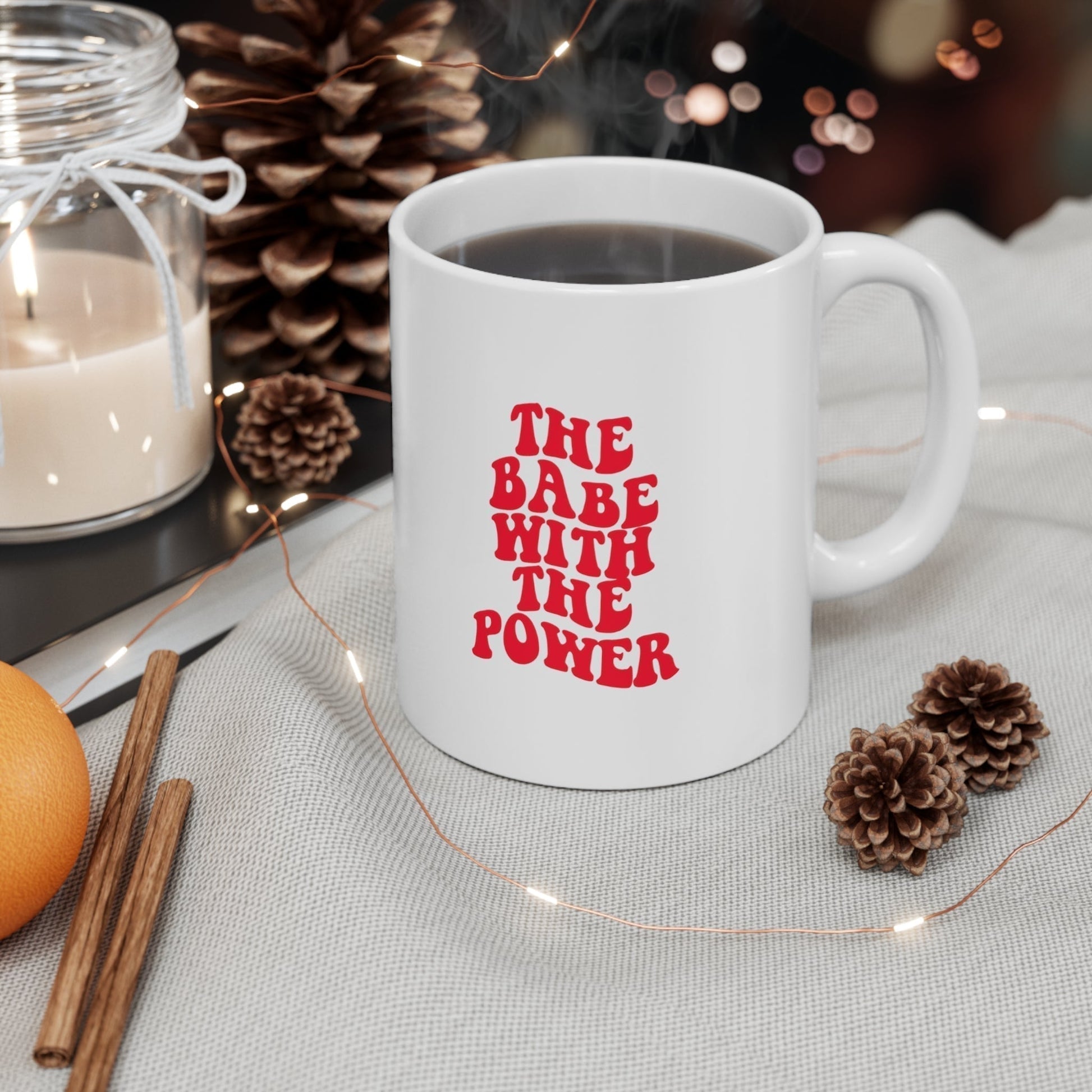 The Babe With the Power Ceramic Mug-Mug-Printify-11oz-Olive Grove Coffee-ceramic coffee mugs-Modern mugs- Funky mugs- Funny mugs- Trendy mugs- Artistic mugs