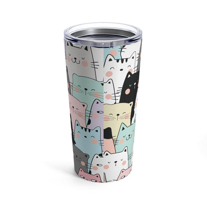 Whimsical Kitty Tumbler-Mug-Printify-20oz-Olive Grove Coffee-Eco-friendly stainless steel 20oz tumbler with double-wall insulation-Modern Tumbler- Funky Tumblers - Funny tumblers - Trendy Tumblers - Artistic Tumbler