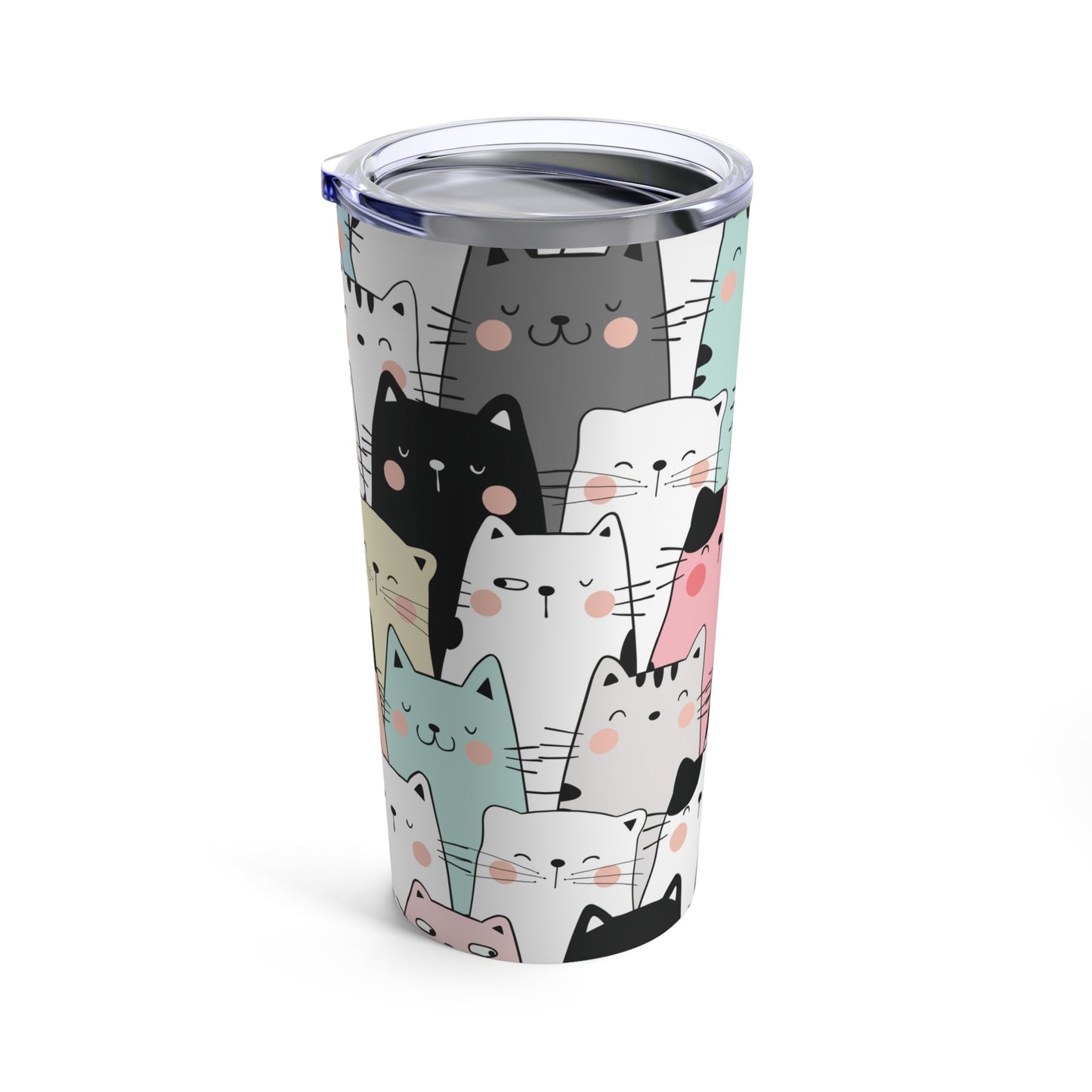 Whimsical Kitty Tumbler-Mug-Printify-20oz-Olive Grove Coffee-Eco-friendly stainless steel 20oz tumbler with double-wall insulation-Modern Tumbler- Funky Tumblers - Funny tumblers - Trendy Tumblers - Artistic Tumbler